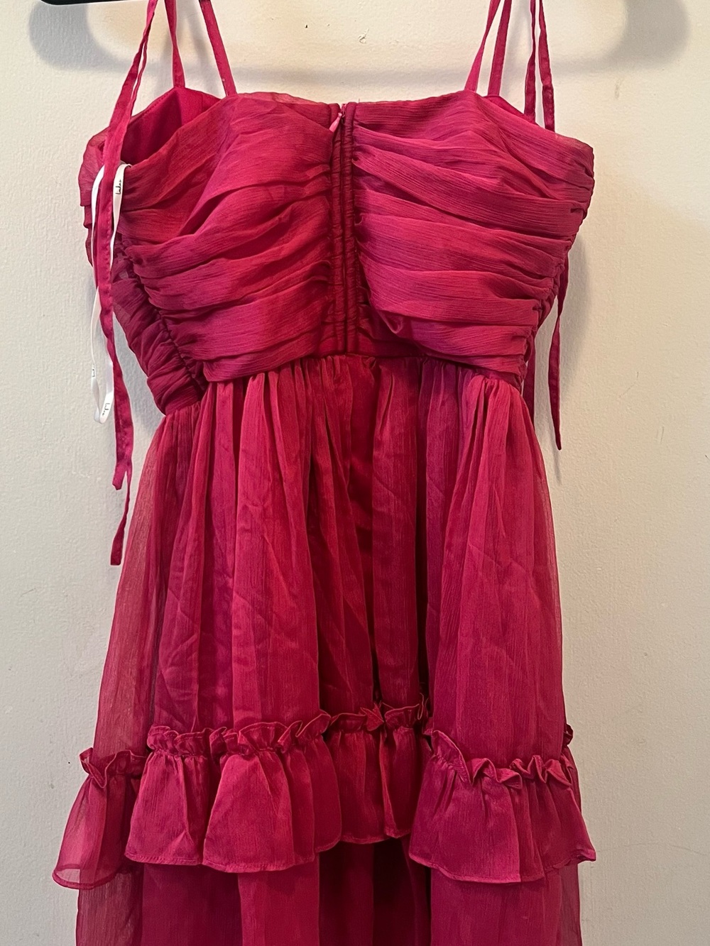 Lulu's Hot Pink Ruffled Chiffon Mini Dress - Picture 6 of 6